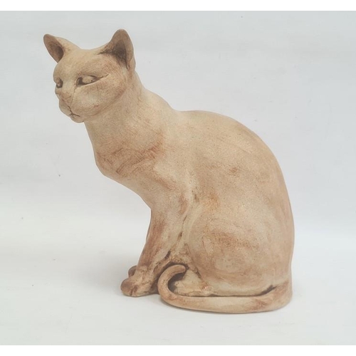 39 - Diane Lawrenson born 1946, a pottery sculpture of a seated cat, 24cm high with provenance that it wa... 
