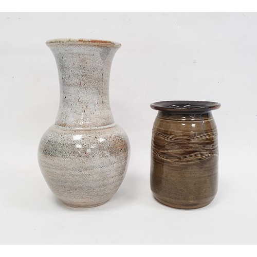 43 - Studio pottery baluster shaped vase with impress potter's mark to base (24cm) together with a studio... 