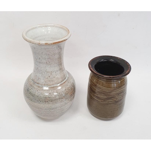 43 - Studio pottery baluster shaped vase with impress potter's mark to base (24cm) together with a studio... 