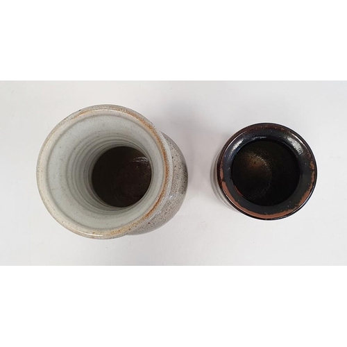 43 - Studio pottery baluster shaped vase with impress potter's mark to base (24cm) together with a studio... 