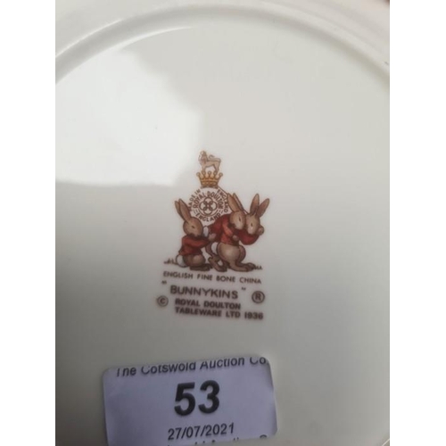 53 - Royal Doulton model dog, Belleek porcelain vase, Shelley vase, Bunnykins plate, Murano-style fish or... 