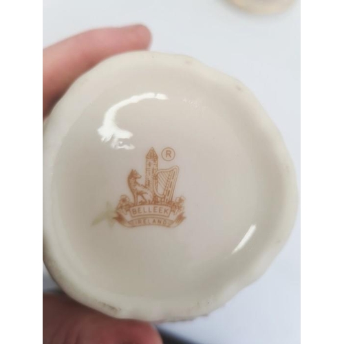 53 - Royal Doulton model dog, Belleek porcelain vase, Shelley vase, Bunnykins plate, Murano-style fish or... 