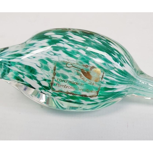 76 - Sowerby glass Art Deco dressing table set, a Whitefriars jug, two Dartington candleholders by Frank ... 