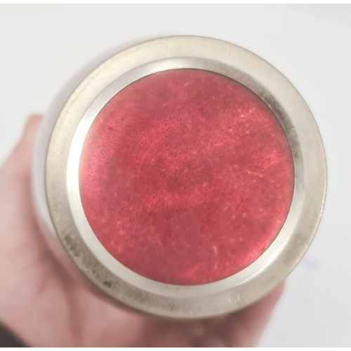 89 - Japanese cloisonne enamel vase of shouldered tapering form, the silver wire depicting a spray of chr... 