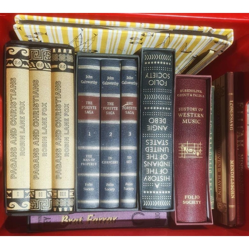 1025A - Two boxes of books to include folio society, three volumes Pagans and Christians by Robin Rayner Fox... 