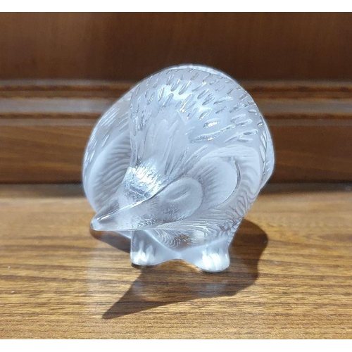 103 - Lalique glass model of a hedgehog, with signature to base, 7cm high