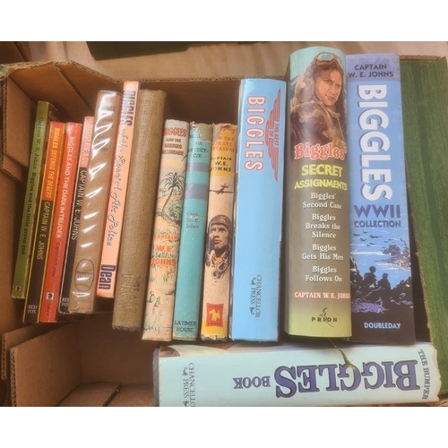 1038 - Assorted children's titles including Biggles, assorted annuals, etc (4 boxes)