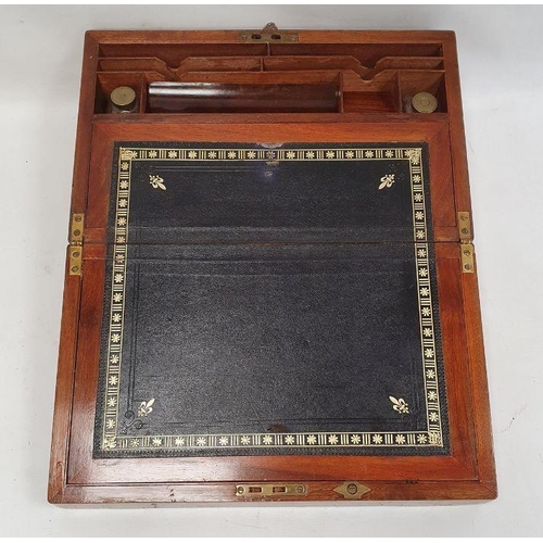 1063 - 19th century walnut and brass bound writing slope