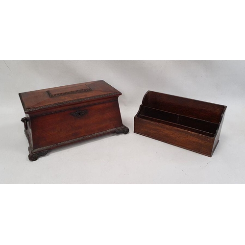 1070 - 19th century mahogany tea caddy with moulded egg and dart edge, the top opening to reveal sectioned ... 