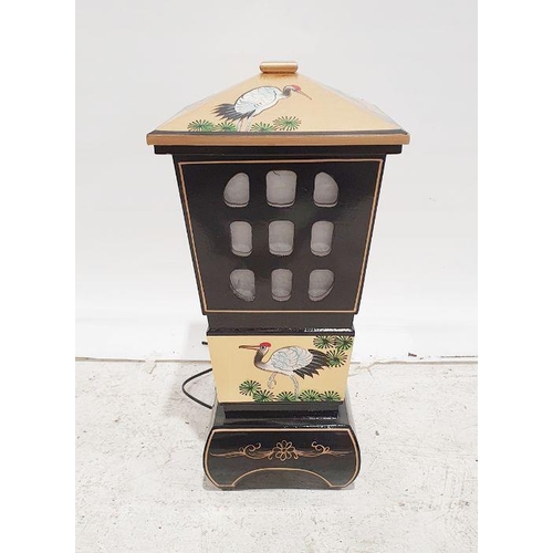 1228 - Chinese style nest of four coffee tables and a lamp and a shibayama screen (3)