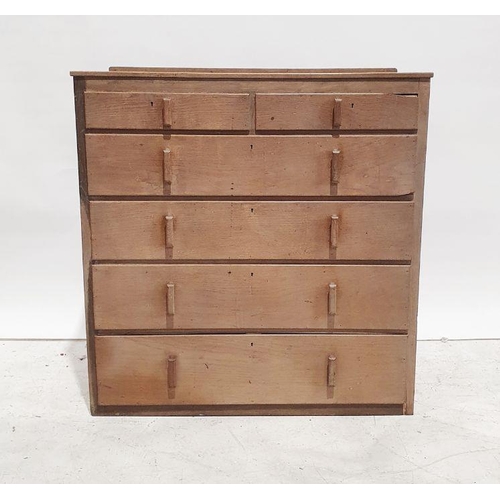 1287 - 20th century oak Cotswold school style chest of two short over four long drawers, 105cm x 108cm