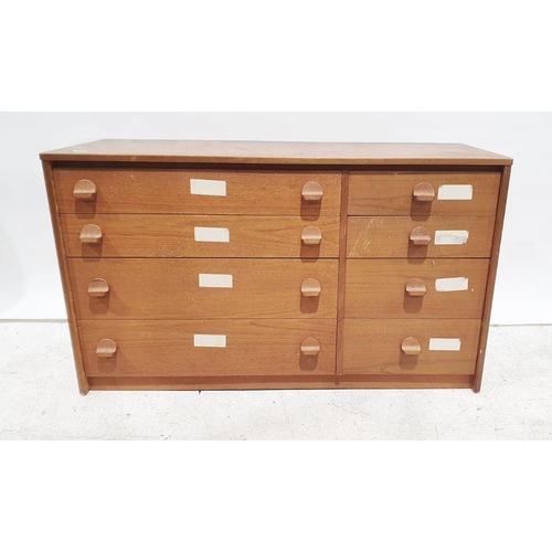 1300 - Mid-century modern and teak chest of four long and four short drawers, 118cm x 69cm