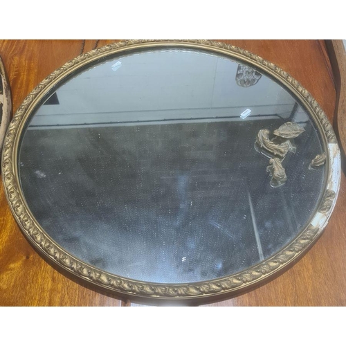 1335 - Oval bevel edged mirror in chinoiserie black ground frame with various figures together with one fur... 