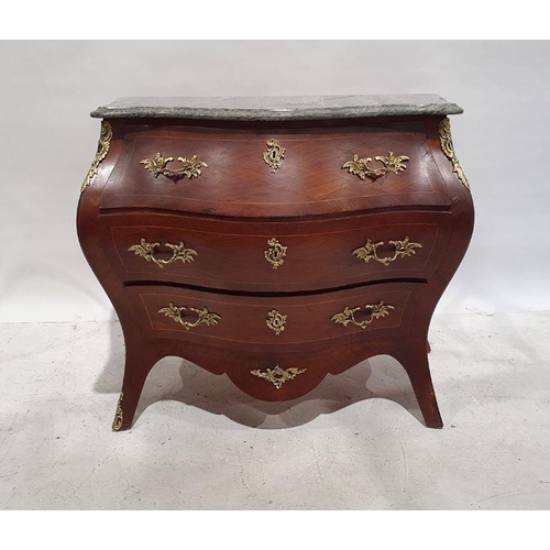 1365 - 20th century Dutch-style bombe-fronted commode, the serpentine grey marble top above three drawers, ... 