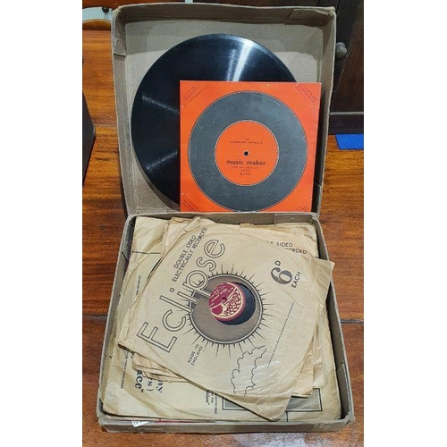 139 - HMV  black cased boxed gramophone, retailed by Harrods, No. 3965D and a quantity of records in HMV b... 