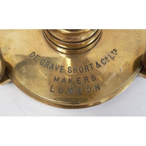 140J - De Grave Short & Co Ltd makers, London, adjustable brass stand fitted with spirit levels, 33cm high