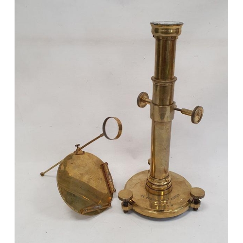 140J - De Grave Short & Co Ltd makers, London, adjustable brass stand fitted with spirit levels, 33cm high