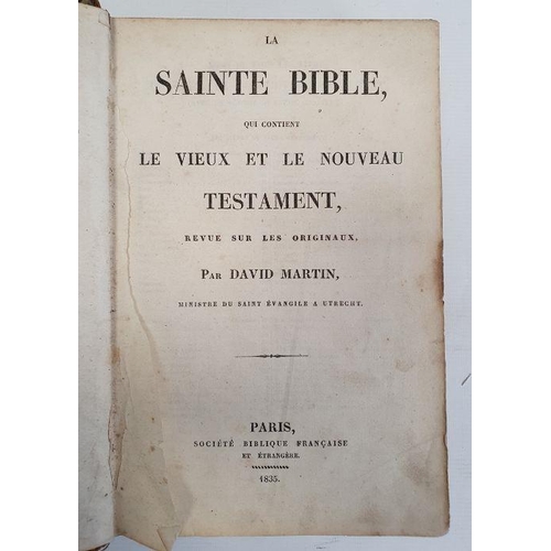 146 - La Sainte Bible, Paris 1835 with leather binding and Cervantes The History of Don Quixote illustrate... 