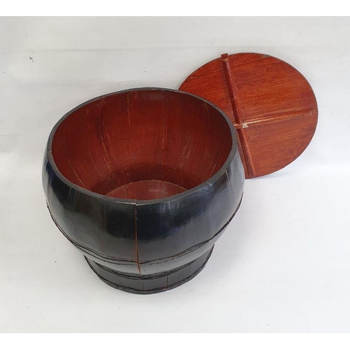 153 - Lacquered rice box and cover, 36cm high