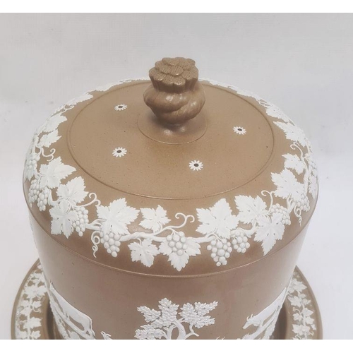 17 - Substantial Victorian stoneware cheese dome, the dome of circular form decorated with a continuous b... 