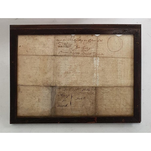 189 - Indenture dated 1614, in glazed frame