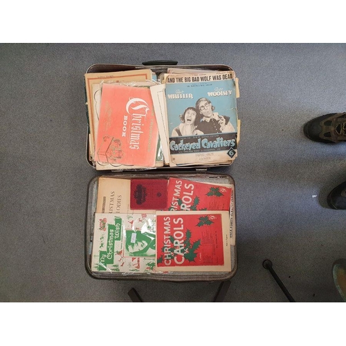 208 - Suitcase and contents of sheet music including children's songs, musicals such as West Side Story, e... 