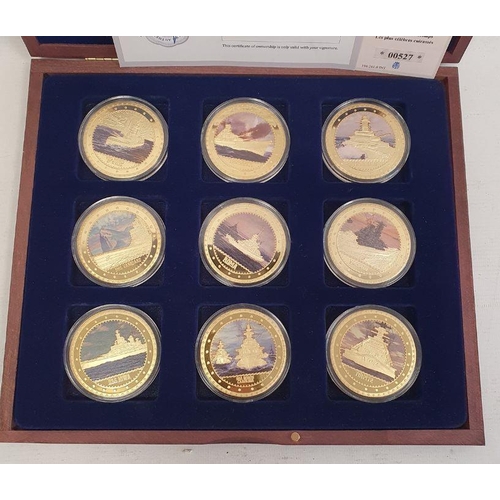 219 - Boxed set of collector's coins 'Most Famous Battleships', with certificate of ownership, issue no. Z... 