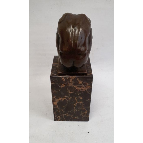 222 - After Milo, bronze figure of a diver, marked to base, on rectangular plinth base, 23cm high