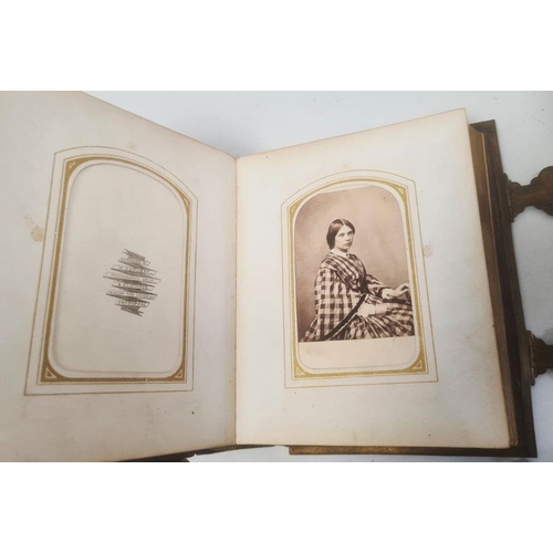 233 - Victorian photograph album enclosing various Victorian portraits, two other Victorian photograph alb... 