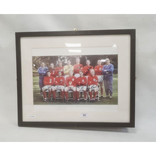 262 - Photograph of the England Football Team with certificate of authenticity to reverse, 29cm x 39cm