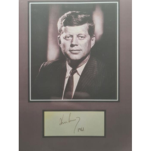 263 - John F Kennedy signature with reproduction photograph