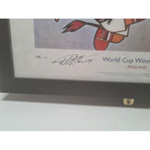 264 - Limited edition poster of World Cup July 1966 with Sir Geoff Hurst's signature, with certificate of ... 