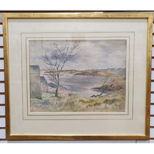 286 - 19th century school
 Watercolour
 Countryside scene, unsigned, 26cm x 40cm 
 JK
 Watercolour
 Coasta... 