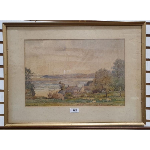 289 - Donald Henry Floyd (1892-1965)
 Watercolour
 Coastal scene with farm and sheep, signed lower left, 2... 