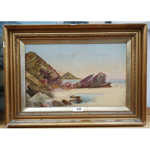 294A - British School - late 19th/early 20th century
 Oil on canvas
 Coastal view, 22 x 34cm