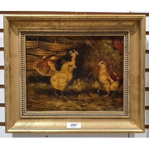 297 - 19th century school
 Oil on canvas
 Three puppies, unsigned, 29.5cm x 45cm 
 19th century school
 Oi... 