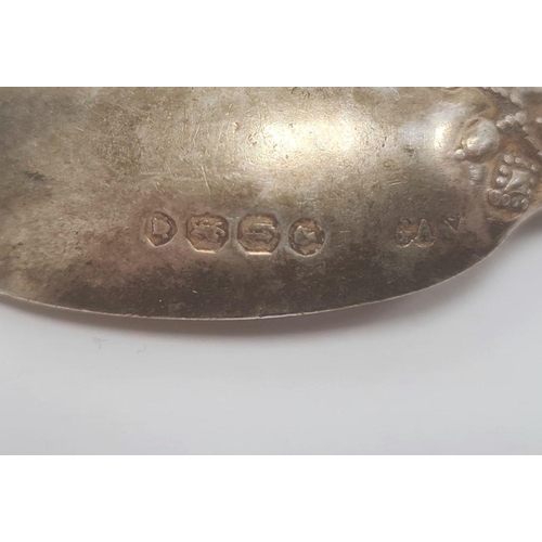 349 - Victorian silver teaspoon, relief decorated, London 1863, maker's mark GA, 1ozt approx., a silver ca... 