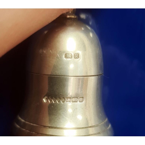 360 - 20th century silver tooth box, bell-shaped, with fairy finial, Birmingham maker J Bros and a silver ... 