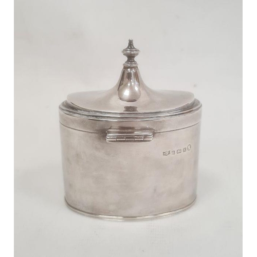 378 - A George V silver tea canister, oval with pointed finial, Birmingham 1934, makers Mappin and Webb, 3... 