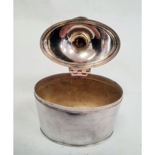 378 - A George V silver tea canister, oval with pointed finial, Birmingham 1934, makers Mappin and Webb, 3... 