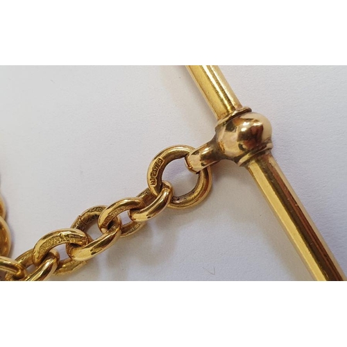 409 - 9ct gold albert chain with clip and bar, 52.5g approx.