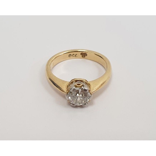 426 - 18ct gold and diamond ring, the diamond old cut, approx. 6mm in diameter, approx. 0.85ct, 4.4g in to... 