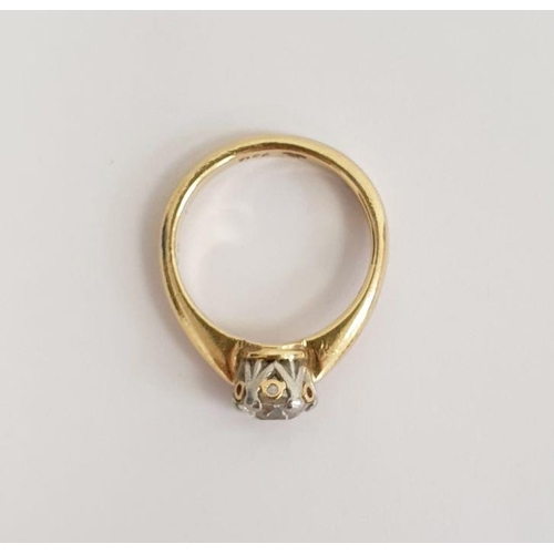 426 - 18ct gold and diamond ring, the diamond old cut, approx. 6mm in diameter, approx. 0.85ct, 4.4g in to... 