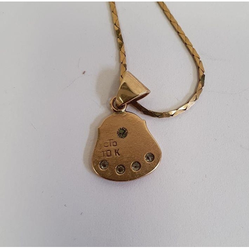 436 - 9ct -10ct gold pendant set with four small diamonds on a 9ct gold chain, 4g approx and a 10ct gold H... 