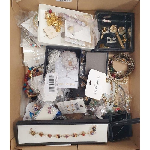 568 - A quantity of modern costume jewellery, cufflinks, costume watches (3 boxes)