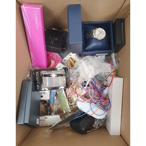 568 - A quantity of modern costume jewellery, cufflinks, costume watches (3 boxes)