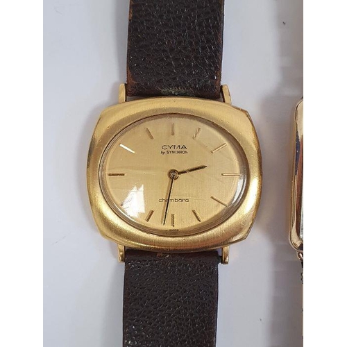 599 - Gentleman's vintage 9ct gold wristwatch with rectangular dial, Roman numerals, the case numbered 113... 