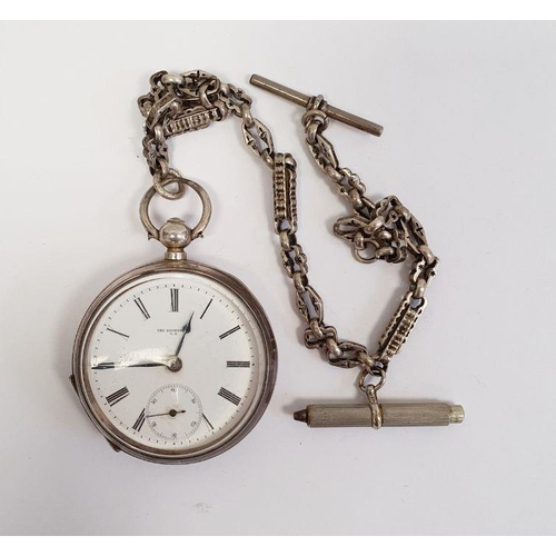 600 - Gentleman's Victorian silver open-faced pocket watch, key-winding (The Brunswick) Birmingham 1885, a... 