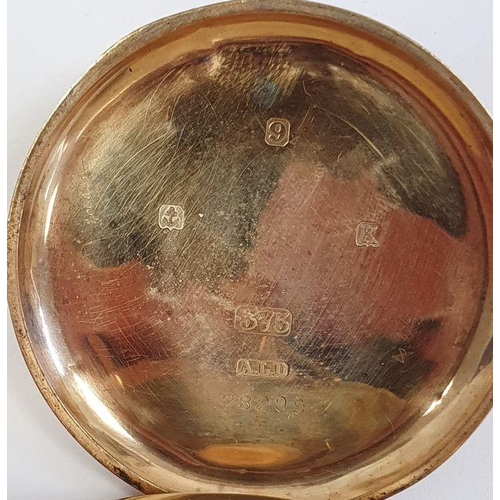 608 - 9ct gold Vertex open faced pocket watch, with subsidiary dial, inscribed to the inside ' Presented b... 