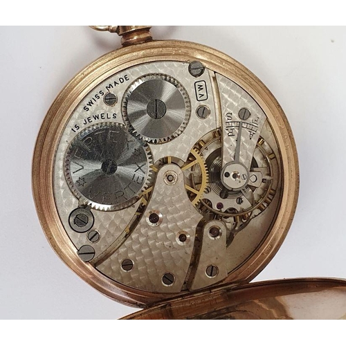 608 - 9ct gold Vertex open faced pocket watch, with subsidiary dial, inscribed to the inside ' Presented b... 